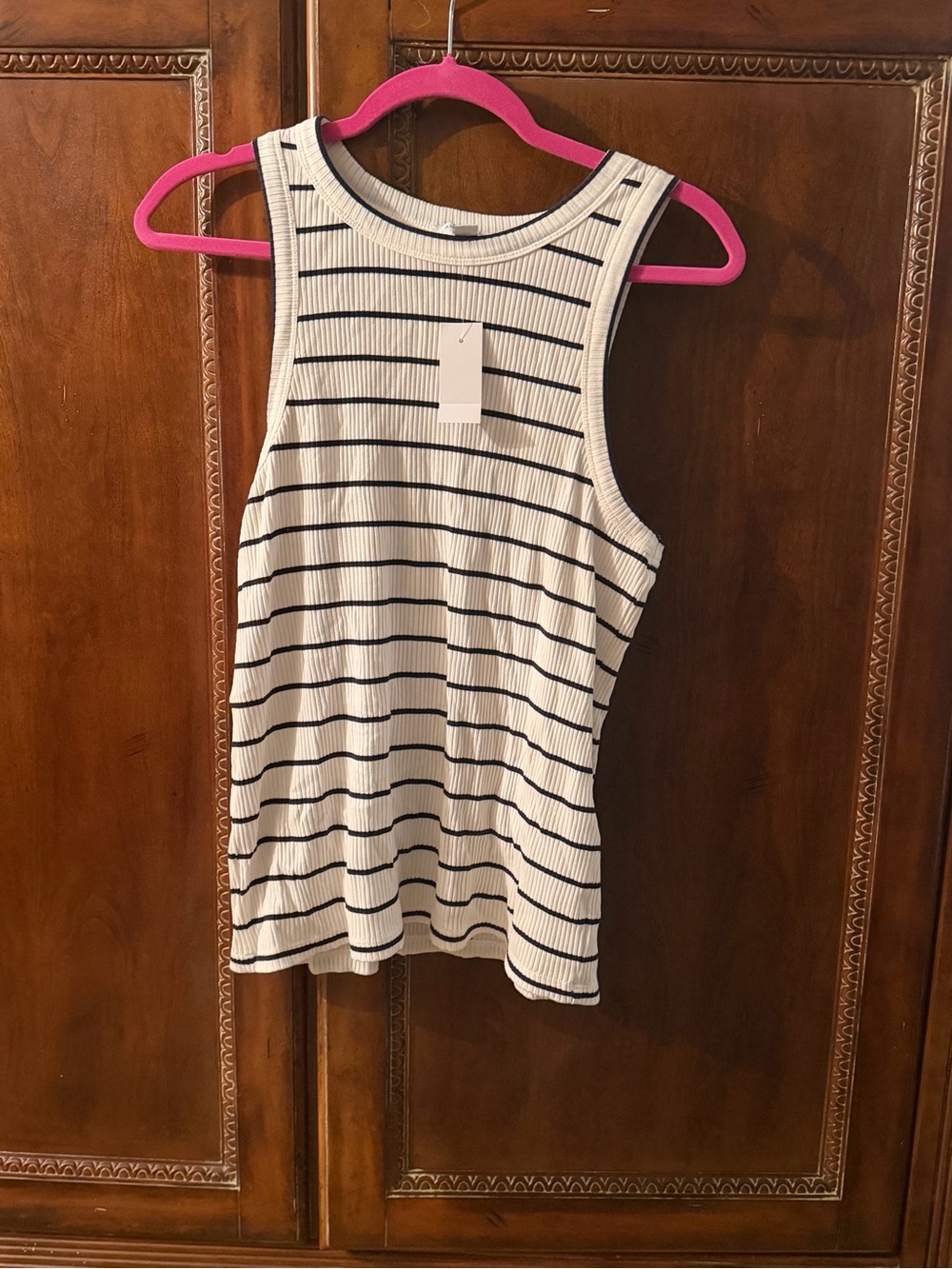 Ann Taylor Sleeveless Ribbed Striped Tank Top - White/Black